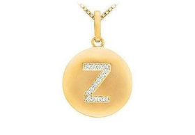 Diamond Initial Z Disc Pendant : 14K Yellow Gold - 0.25 CT Diamondsdiamond 