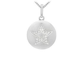 Diamond Star Disc Pendant : 14K White Gold - 0.15 CT Diamondsdiamond 