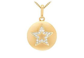 Diamond Star Disc Pendant : 14K Yellow Gold - 0.15 CT Diamondsdiamond 