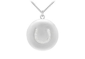 Diamond Horseshoe Pendant : 14K White Gold - 0.15 CT Diamondsdiamond 