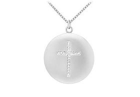 Diamond Cross Pendant : 14K White Gold - 0.10 CT Diamondsdiamond 