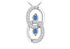 Sapphire and Diamond Circle Pendant : 14K White Gold - 1.00 CT TGWsapphire 