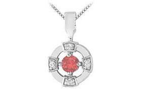 Ruby and Diamond Pendant : 14K White Gold - 0.25 CT TGWruby 