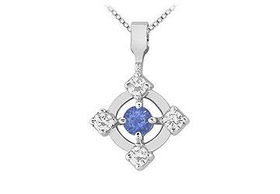 Sapphire and Diamond + Pendant : 14K White Gold - 0.50 CT TGWsapphire 