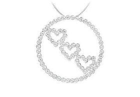 Diamond Circle and Heart Pendant : 14K White Gold - 1.25 CT Diamondsdiamond 