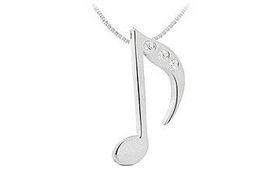 Diamond Music Note Pendant : 14K White Gold - 0.02 CT Diamondsdiamond 