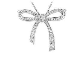 Diamond Bow Pendant : 14K White Gold - 0.33 CT Diamondsdiamond 