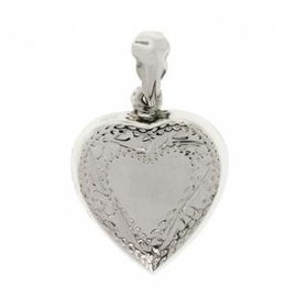 925 Silver Dangling Heart Locket Pendant Scallop Balesilver 