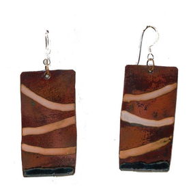 Rectangular Copper Earrings with Enamel - Chilerectangular 