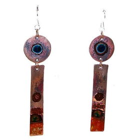 Circle & Rectangular Bar Copper Earrings with Enamel - Chilecircle 