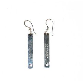 Silver Bar Earrings with Star Cut-out - Chilesilver 