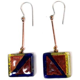 Copper and Glass Dangling Earring - Chilecopper 