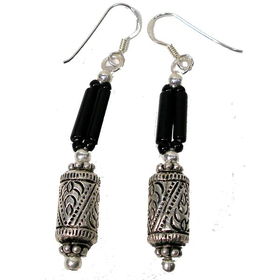 Silver/Onyx Earrings (Thailand)silver 