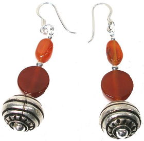 Silver/Carnelian Earrings (Thailand)silver 