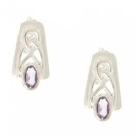 New Violet Oval Shape Amethyst Sterling Silver  925 Sterling Stud Earringsviolet 