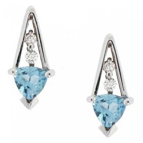 Ladies 10KT White Gold Blue Topaz Diamond Stud Earringsladies 