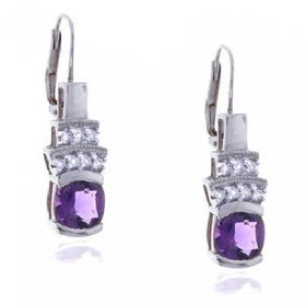 While Gold Amethyst Diamond Earrings Milgrain Accentsgold 