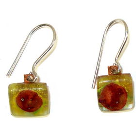 Small Square Copper/Glass Earrings - Chilesmall 