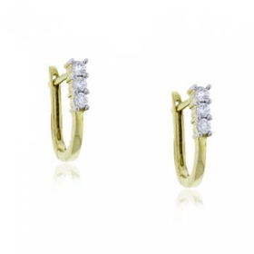 Ladies 14KT Yellow Gold Hoop Earrings 1/4 Carat Diamondladies 