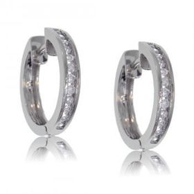 10KT SOLID WHITE GOLD HOOP EARRINGS 1/2 CARAT DIAMONDSsolid 