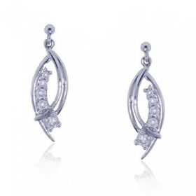 White Gold Dangle Journey Earrings 1/4 Carat Diamondwhite 