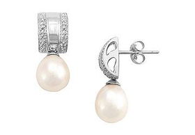 Cultured Pearl Drop Earrings : 14K White Goldcultured 