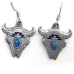 Earth Spirit Earrings - Buffalo Skull & Stoneearth 