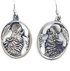 Dangle Earrings - Wolf Headearth 