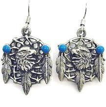 Dangle Earrings - Eagle Dream Catcherearth 