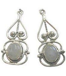 Sterling Silver and Moonstone Earrings -Indiasterling 