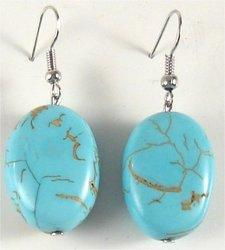 Turquoise Earrings with Oval Shaped Beadsturquoise 