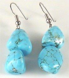 Turquoise earrings with natural finished stone beads.turquoise 