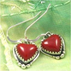 Handcrafted Coral Red Heart Earringshandcrafted 