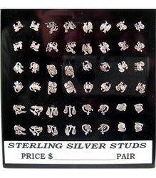 Variety pack of 24 Sterling Silver Zodiac Earringsvariety 