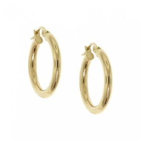 10KT Yellow Gold Hoop Earrings - Medium Size Plainyellow 