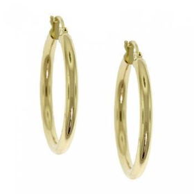 10KT Yellow Gold Hoop Earrings - Medium Size Plainyellow 