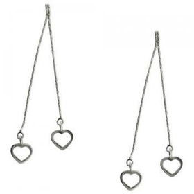 Ladies Sterling Silver Dangling Drop Heart Earrings Newladies 