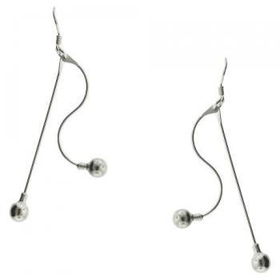 New Sterling Silver Dangle Ball Curve Bar Drop Earringssterling 