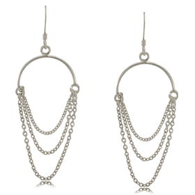 Dangle Earrings in Silver Ladies 3 Row Chain Hoop Hooksdangle 