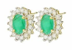 10k Yellow Gold Emerald Diamond Earringsyellow 