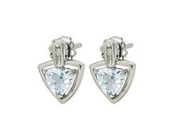 10k White Gold Blue Aquamarine Diamond Earringswhite 