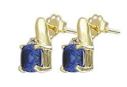 10k Yellow Gold Blue Sapphire Diamond Earringsyellow 