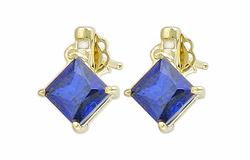 10k Yellow Gold Blue Black Sapphire Diamond Earringsyellow 