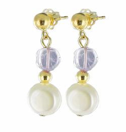 14k Gold Amethyst Pearl Earringsgold 