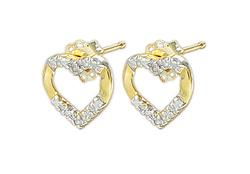 10k Yellow Gold Heart Shaped Diamond Earringsyellow 