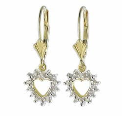 10k Yellow Gold Heart Shaped Diamond Earringsyellow 