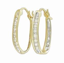 10k Yellow Gold Hoop Diamond Earringsyellow 