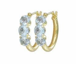 10k Yellow Gold Aquamarine Hoop Earringsyellow 