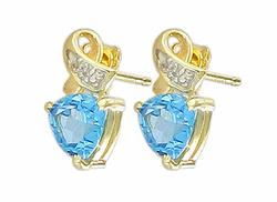 10k Yellow Gold Blue Topaz Diamond Earringsyellow 