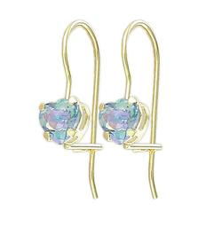 10k Yellow Gold Blue Topaz Heart Shaped Earringsyellow 